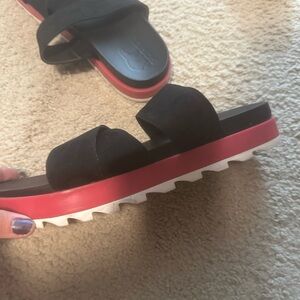 Sorel Black and Red Women's Sandals